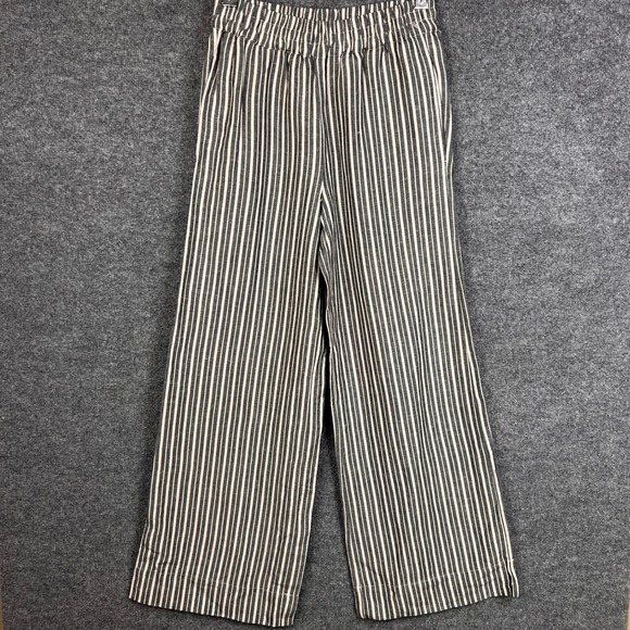 Evereve Sophia Linen Womens Casual Elastic Waist Trousers Wide Leg Comfy Small - Picture 1 of 12